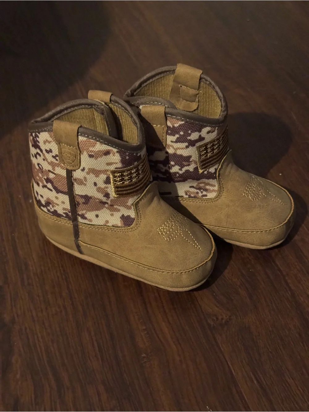 Kids Tan Suede & Camouflage Bootie